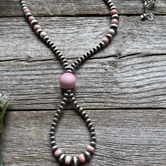 Jacla Sterling Silver Multi Graduated Pink Conch Pearls Bead Necklace 24 inch